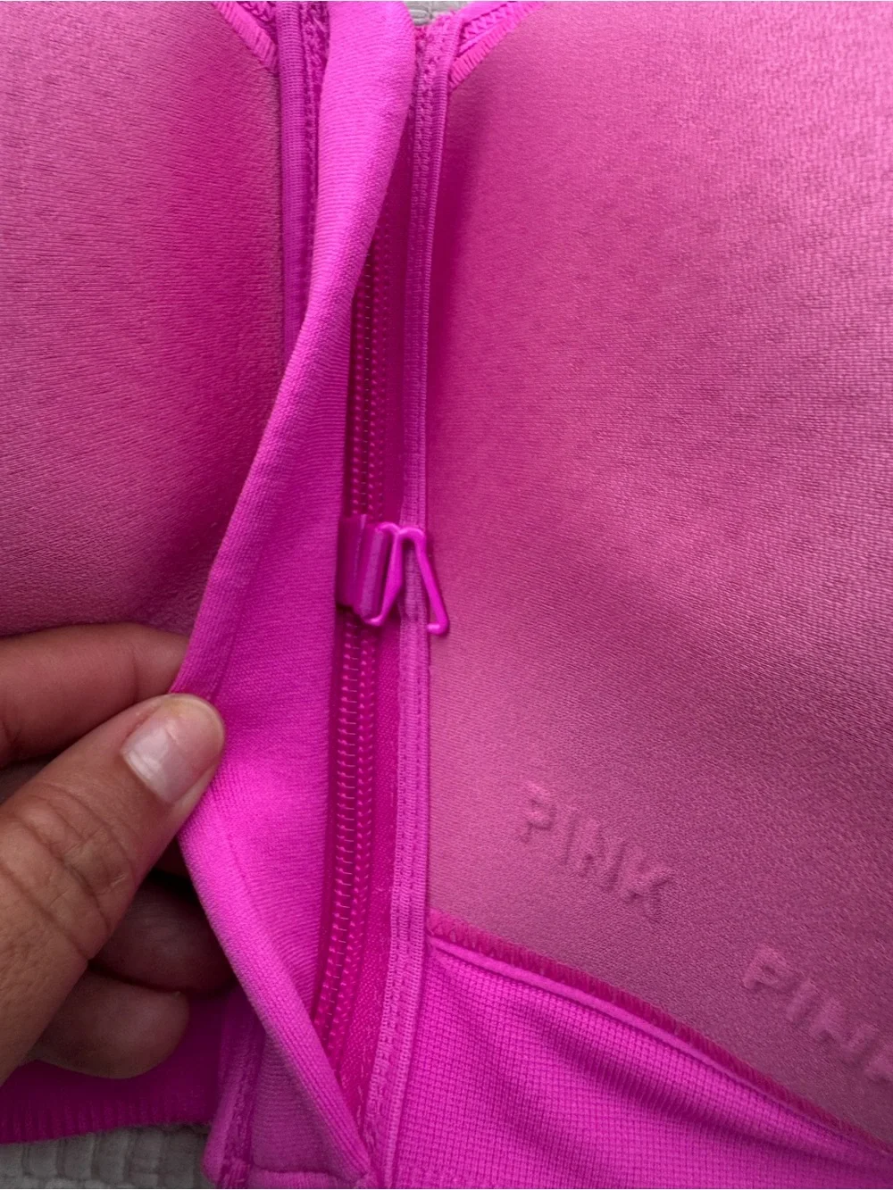 PINK Active Seamless Air High Impact Sports Bra Fuchsia XXL NWT Zip Front